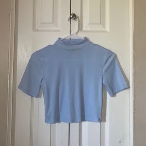 blue turtle neck short sleeve